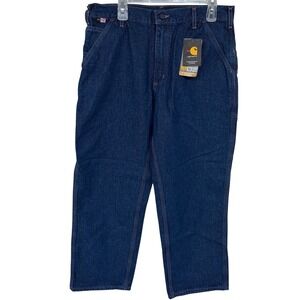 New Mens Carhartt FR Blue Jeans 36x30 Original Fit Flame Resistant Workwear Cat2